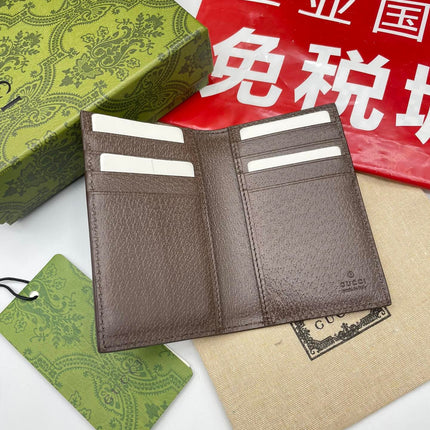 GG LONG CARD CASE IN BEIGE MIX BROWN CANVAS