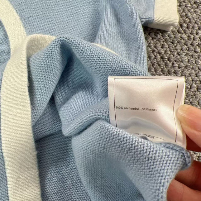 CC BOUTIQUE T-SHIRT IN BABY BLUE AND WHITE COTTON KNIT