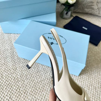 PRA SLINGBACK PUMPS IN CREAM CALFSKIN
