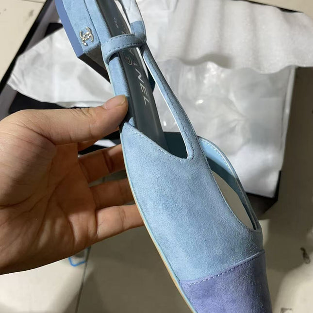 CC SLINGBACK IN BABY BLUE SUEDE