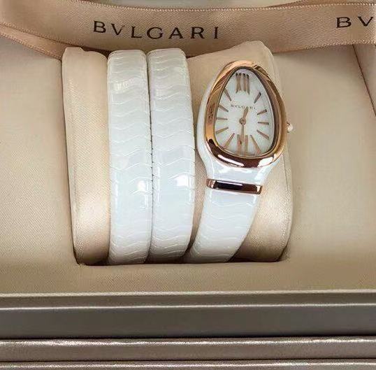 SERPENTI SPIGA WHITE CERAMIC BEZEL WRISTWATCH