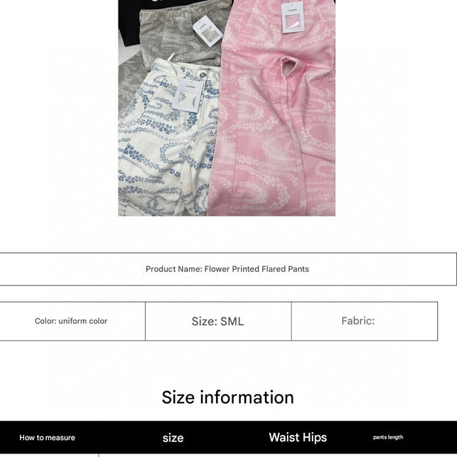 CC WIDE LEG PANTS IN GREY FLORAL SILK