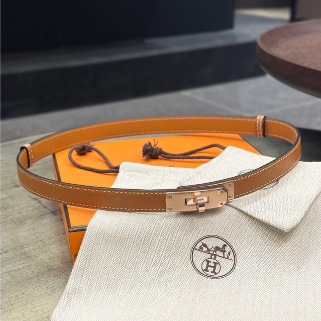 HM KELLY BELT 18MM IN TAN BROWN CALFSKIN GOLD HARDWARE
