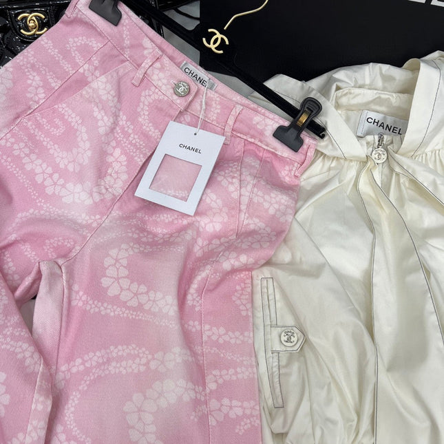 CC WIDE LEG PANTS IN PINK FLORAL SILK