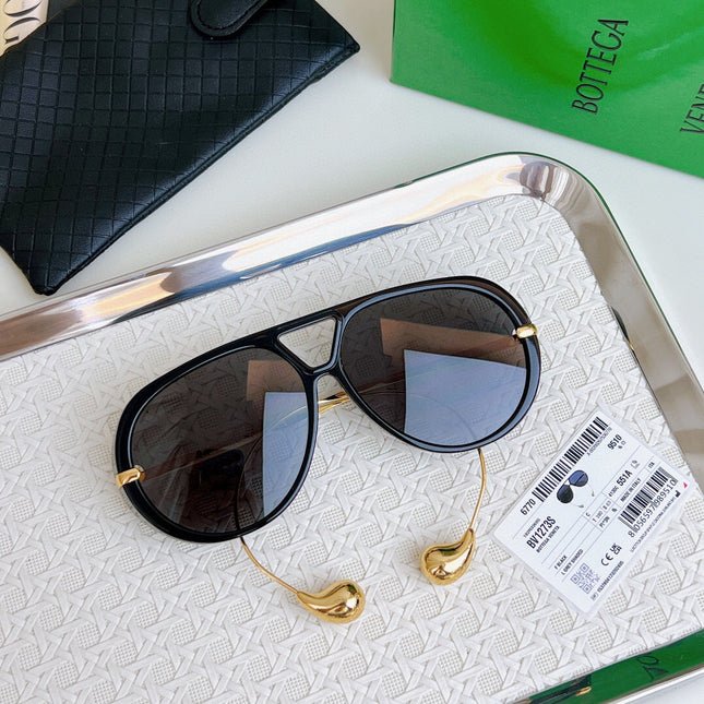 BOTTEGA VENETA SUNGLASSES IN BLACK ACETATE AND METAL