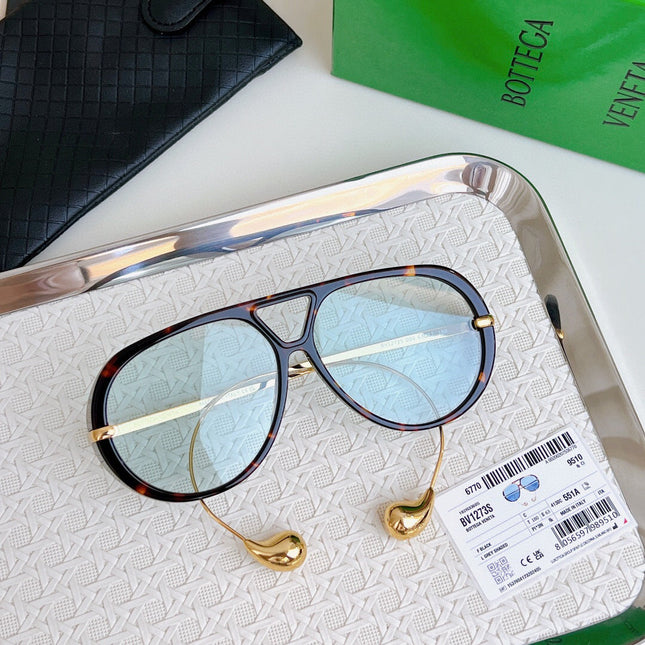 BOTTEGA VENETA SUNGLASSES TORTOISE GOLD IN ACETATE AND METAL