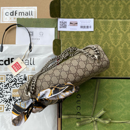 GG DIONYSUS SHOULDER BAG IN BEIGE CANVAS SILVER HARDWARE