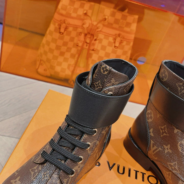 LV BOOTS IN BROWN MONOGRAM CANVAS MIX CALFSKIN