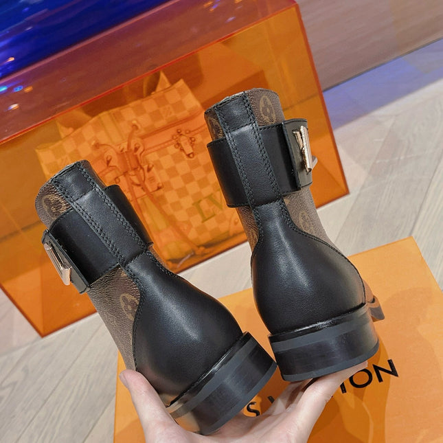 LV BOOTS IN BROWN MONOGRAM CANVAS MIX CALFSKIN