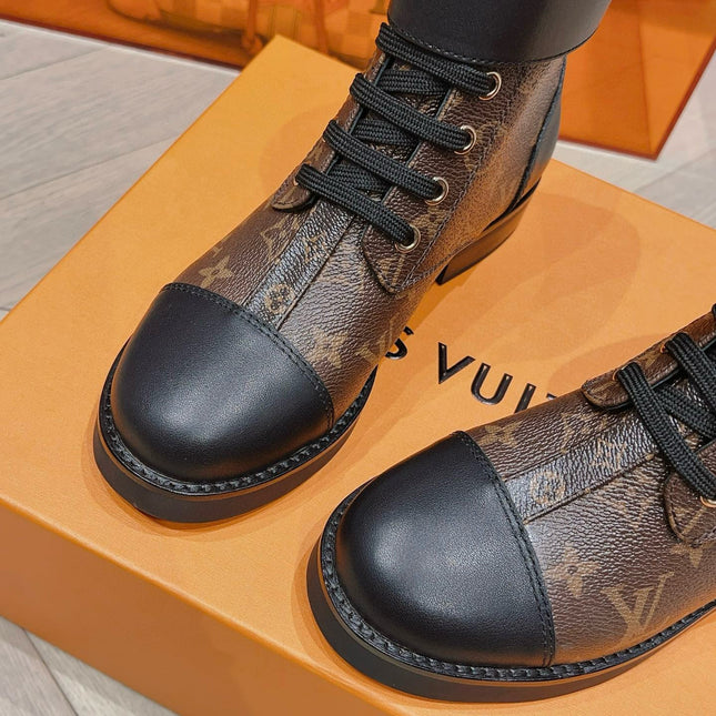 LV BOOTS IN BROWN MONOGRAM CANVAS MIX CALFSKIN