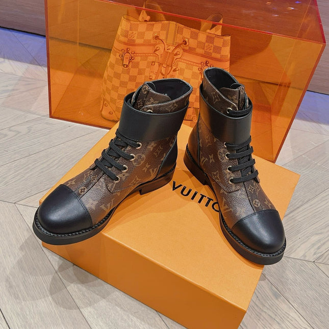 LV BOOTS IN BROWN MONOGRAM CANVAS MIX CALFSKIN