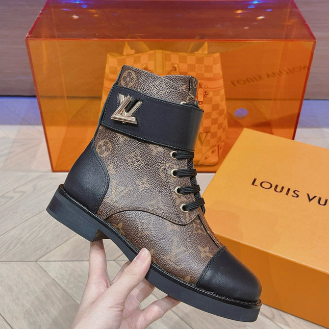 LV BOOTS IN BROWN MONOGRAM CANVAS MIX CALFSKIN