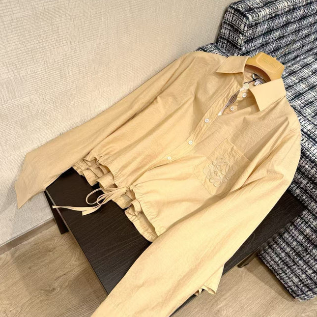 LOEWE SET IN BEIGE COTTON WITH EMBROIDERED LOGO