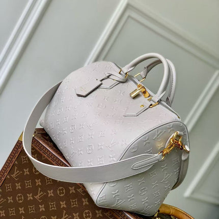 SPEEDY BANDOULIERE 30 IN GREY EMBOSSED CALFSKIN