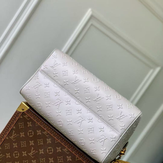 SPEEDY BANDOULIERE 30 IN GREY EMBOSSED CALFSKIN