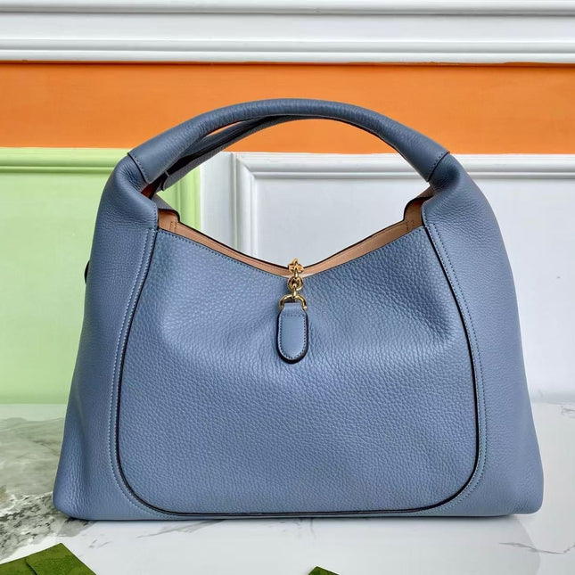 GG HORSEBIT HOBO BAG 46 IN LIGHT BLUE CALFSKIN GOLD HARDWARE