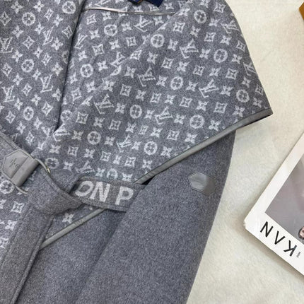 LV MONOGRAM MAXI COLLAR COAT IN GRAY WOOL