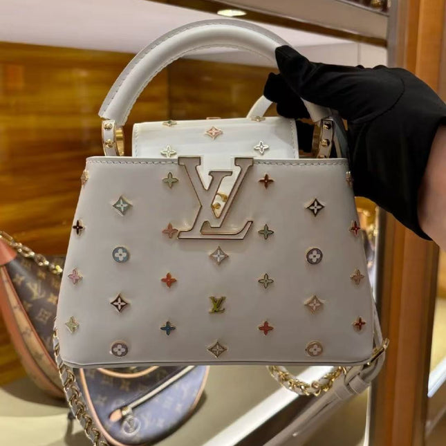 LV CAPUCINES 21 IN MULTICOLOR CALFSKIN GOLD HARDWARE TP2