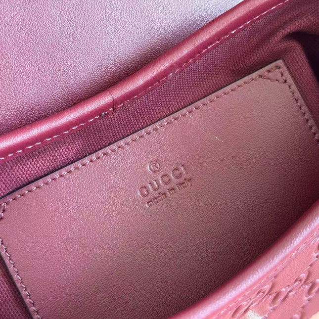 GG SHOULDER BAG 20 IN BURGUNDY RED EMBOSSED CALFSKIN