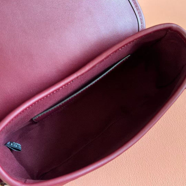 GG SHOULDER BAG 20 IN BURGUNDY RED EMBOSSED CALFSKIN