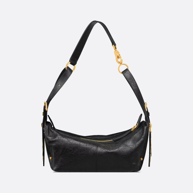 CD SHOULDER BAG 25 IN BLACK CALFSKIN GOLD HARDWARE TP2