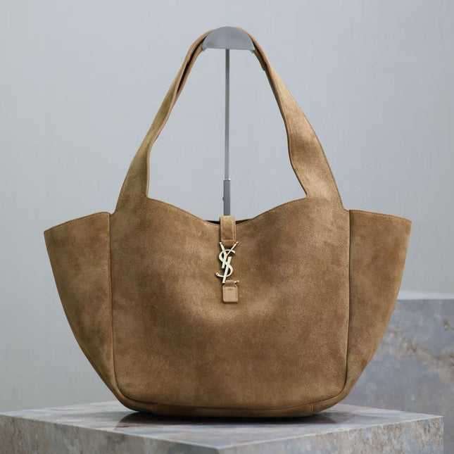 TOTE BAG 50 IN BROWN SUEDE GOLD HARDWARE