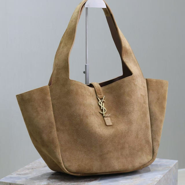 TOTE BAG 50 IN BROWN SUEDE GOLD HARDWARE