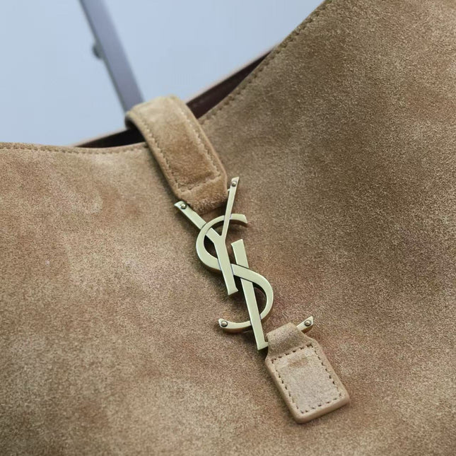 TOTE BAG 50 IN BROWN SUEDE GOLD HARDWARE