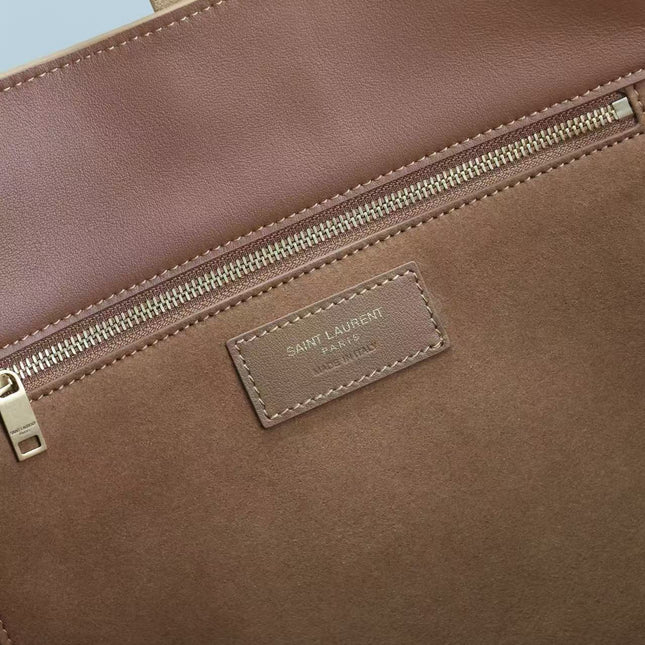 TOTE BAG 50 IN BROWN SUEDE GOLD HARDWARE