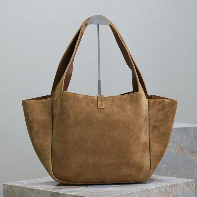 TOTE BAG 50 IN BROWN SUEDE GOLD HARDWARE