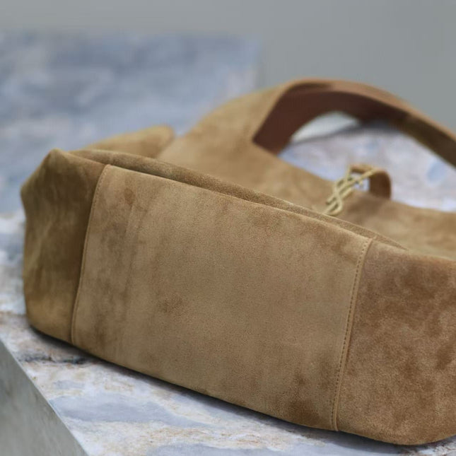 TOTE BAG 50 IN BROWN SUEDE GOLD HARDWARE