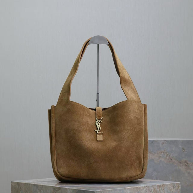 TOTE BAG 50 IN BROWN SUEDE GOLD HARDWARE