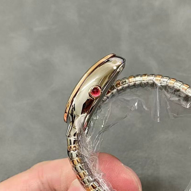 SERPENTI SPIGA PINK GOLD SILVER CERAMIC WHITE DIAL