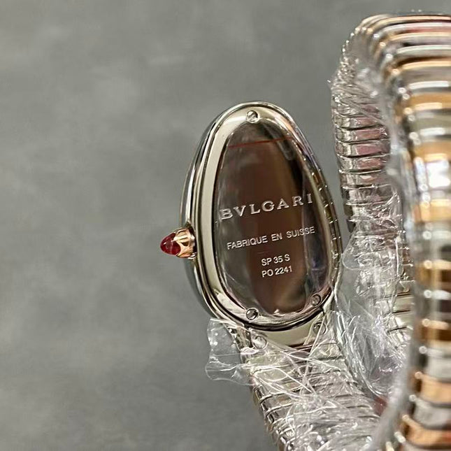 SERPENTI SPIGA PINK GOLD SILVER CERAMIC WHITE DIAL