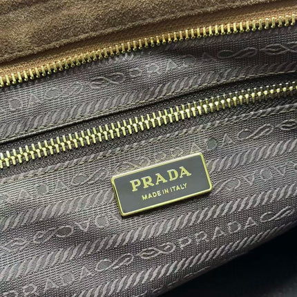 TOTE BAG WITH BELT 38 IN CHOCOLATE BROWN SUEDE GOLD HARDWARE