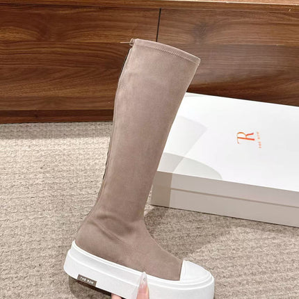 THE ROW HIGH BOOTS IN DARK BEIGE SUEDE