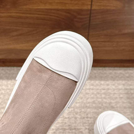 THE ROW HIGH BOOTS IN DARK BEIGE SUEDE