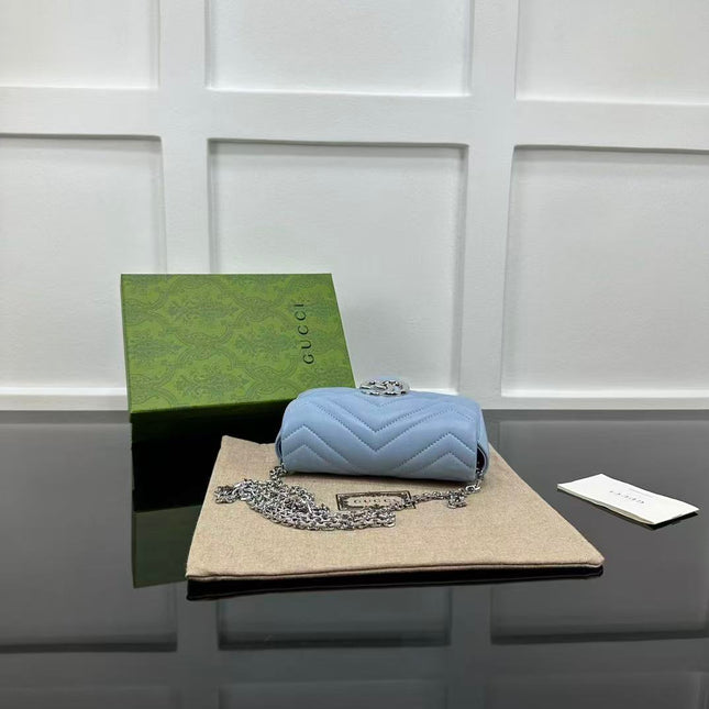 GG MARMONT 16 MINI SHOULDER BAG BLUE CALFSKIN