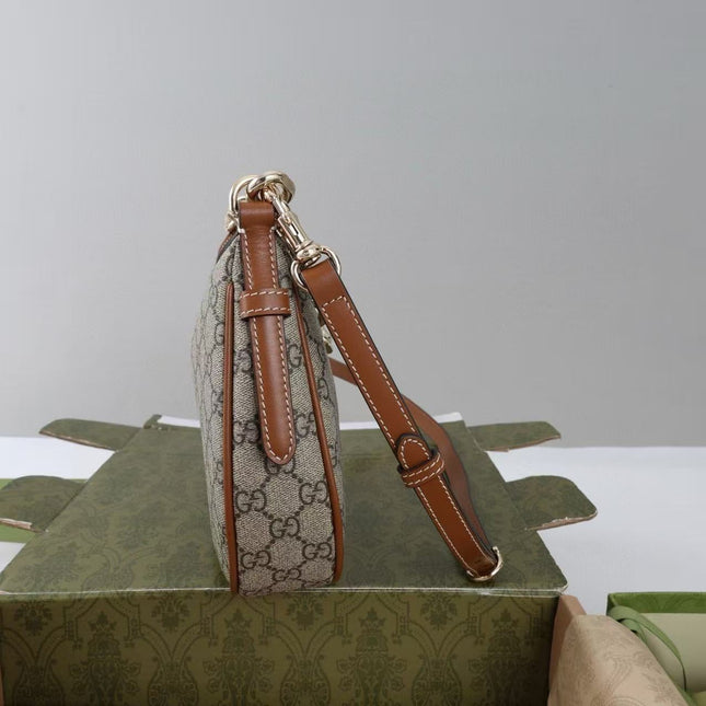 GG SHOULDER BAG 25 IN DARK BEIGE MONOGRAM CANVAS MIX CALFSKIN