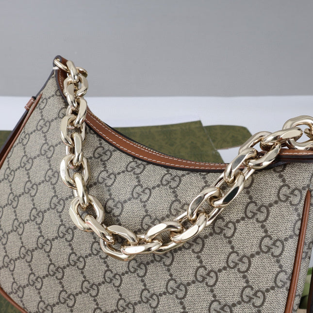 GG SHOULDER BAG 25 IN DARK BEIGE MONOGRAM CANVAS MIX CALFSKIN