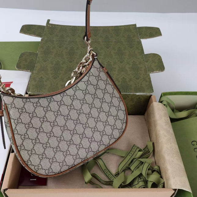 GG SHOULDER BAG 25 IN DARK BEIGE MONOGRAM CANVAS MIX CALFSKIN