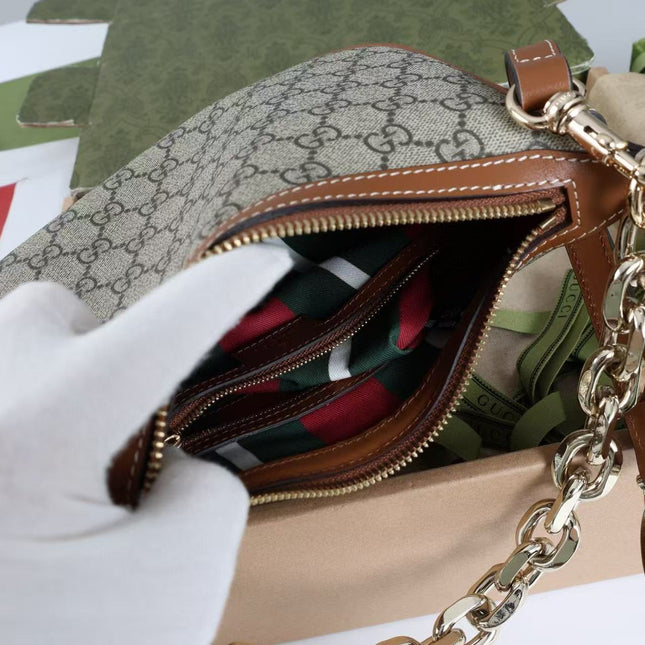 GG SHOULDER BAG 25 IN DARK BEIGE MONOGRAM CANVAS MIX CALFSKIN