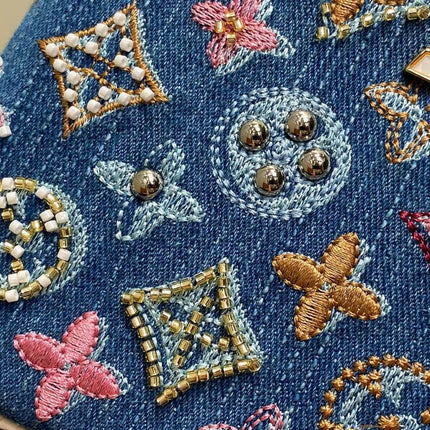 LV CAPUCINES BAG 21 PINIC IN COLORFUL DENIM GOLD HARDWARE