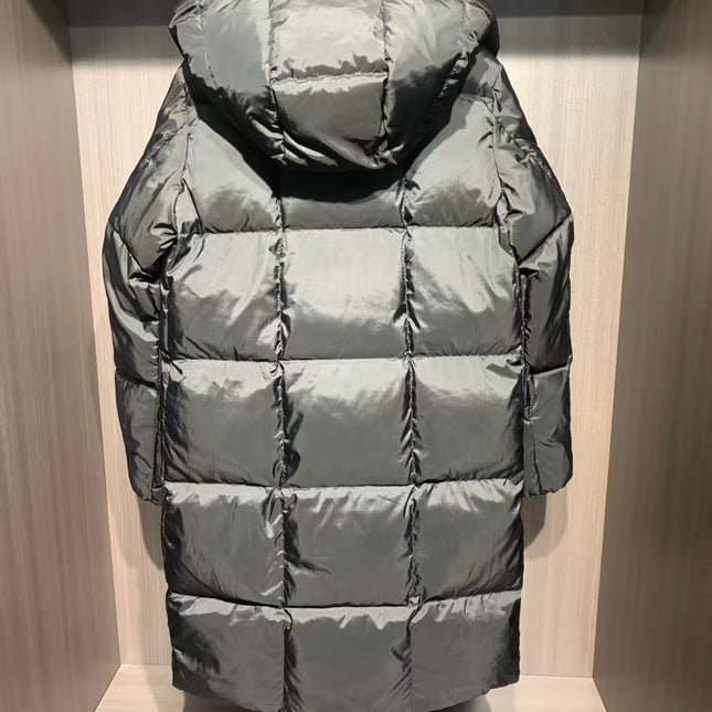 HOODED LONG PUFFER JACKET IN BLACK
