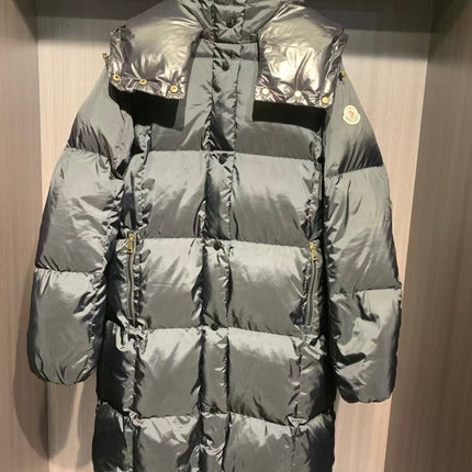 HOODED LONG PUFFER JACKET IN BLACK