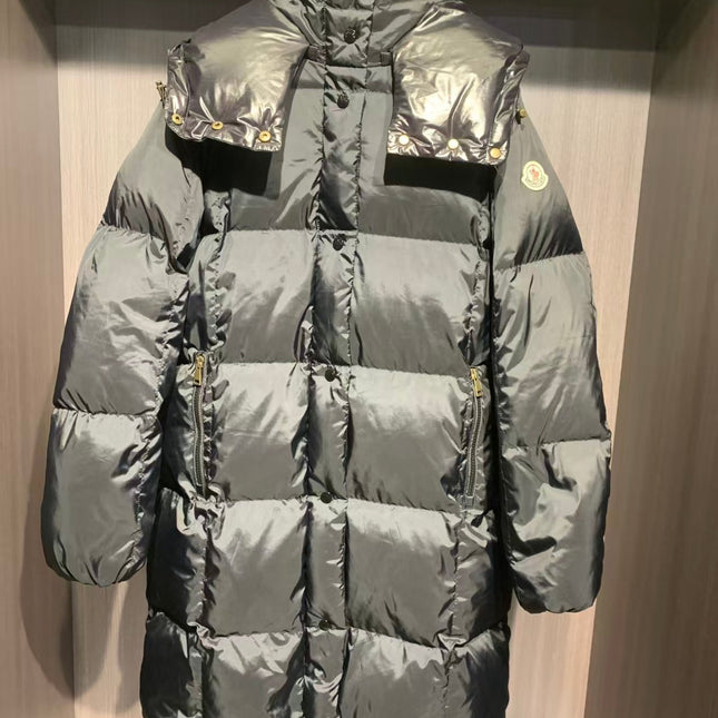 HOODED LONG PUFFER JACKET IN BLACK