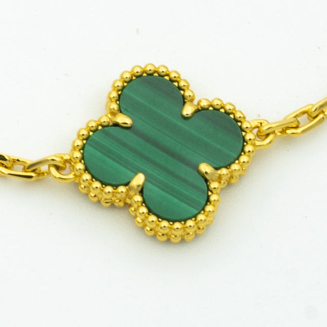 CLOVER MALACHITE DIAMOND BRACELET 5 MOTIF