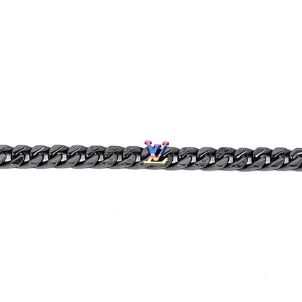 RAINBOW BLACK METAL CUBAN BRACELET