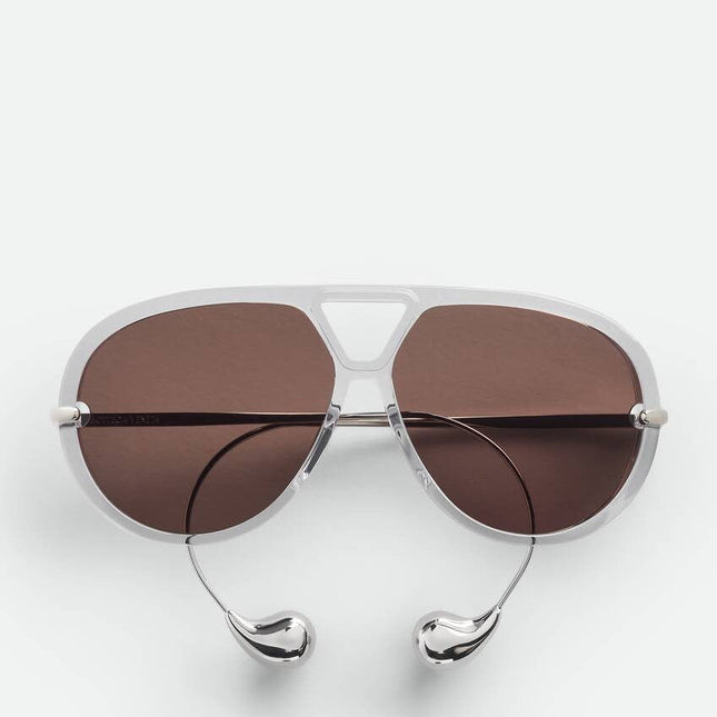 BOTTEGA VENETA SUNGLASSES IN BROWN ACETATE AND METAL