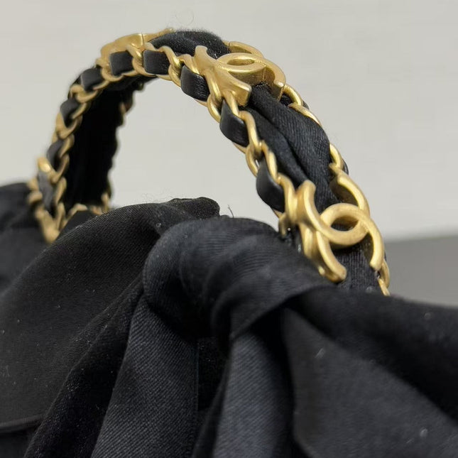 CC BOW FLAP BAG 20 IN BLACK VELVET TP3